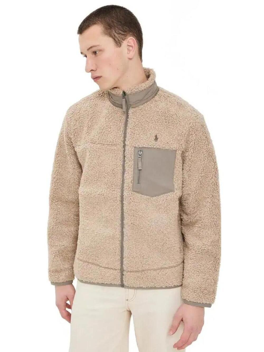 Polo Ralph Lauren Hi-Pile Fleece Jacket Men's Large Tan Full Zip Sherpa NWT